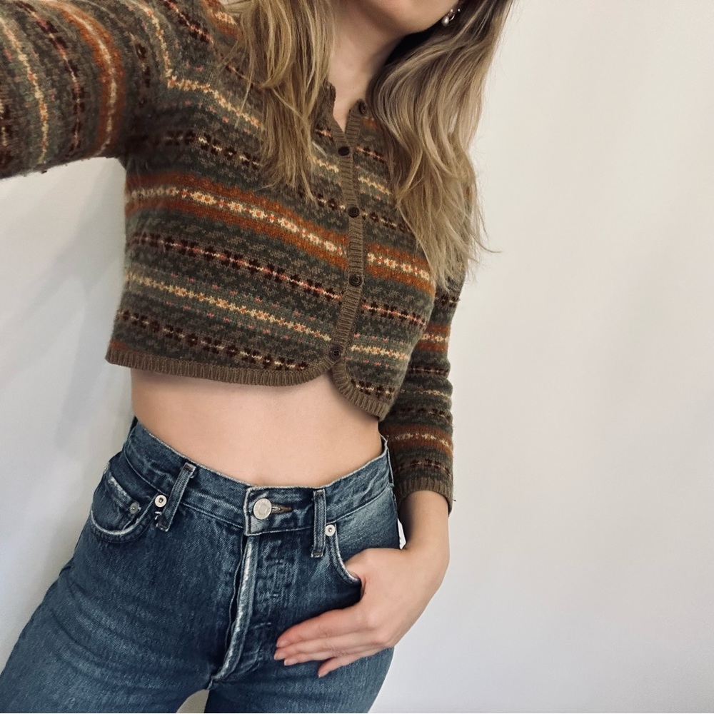 Authentic Vintage Ralph Lauren Wool Fair Isle Crop Cardigan